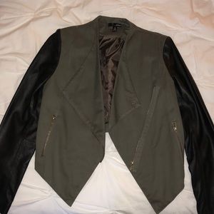 ❗️SALE❗️Aqua Olive Green Leather High-Low Jacket